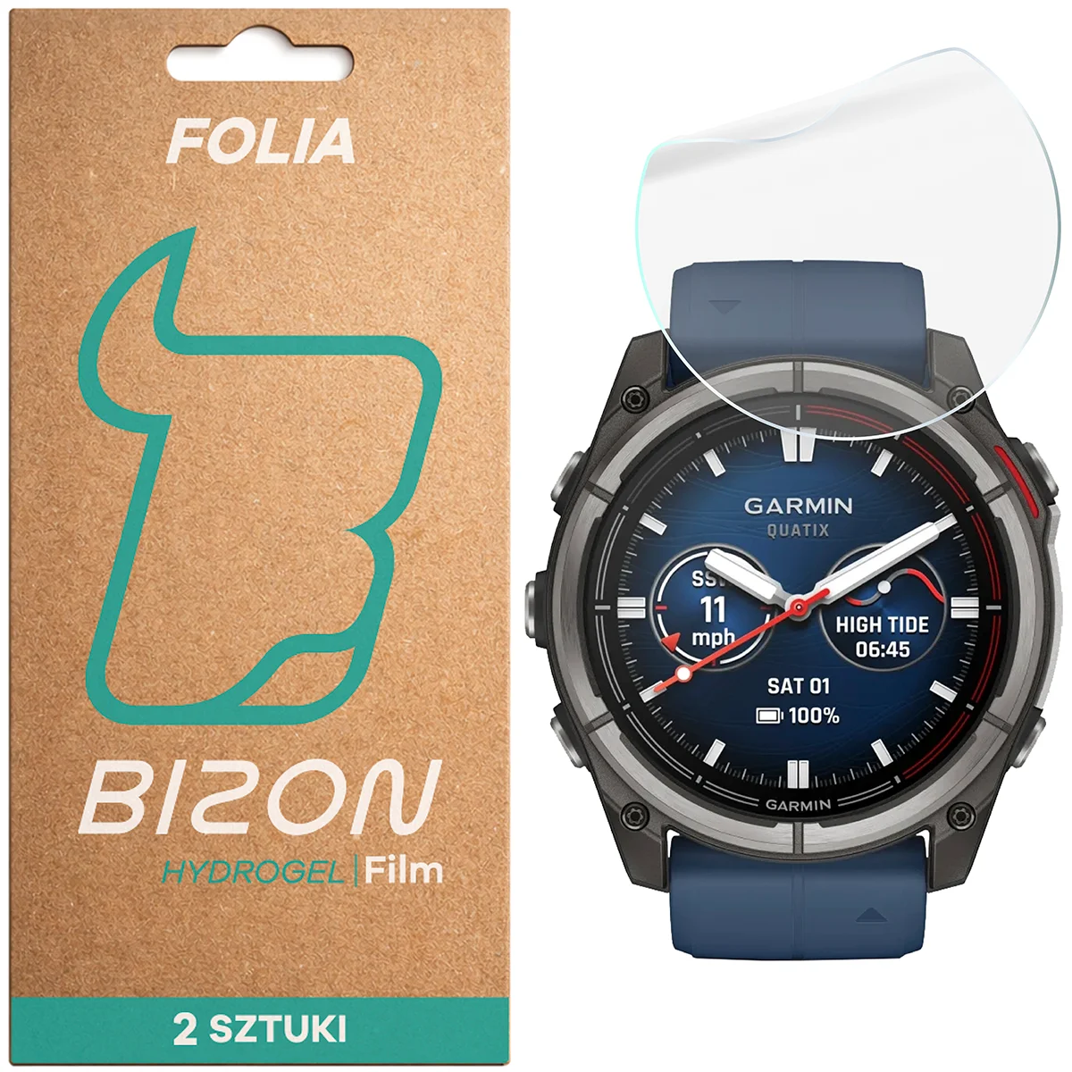 Folia hydrożelowa Bizon Watch Film Hydrogel Duo dla Garmin Quatix 8 Pro 47 mm